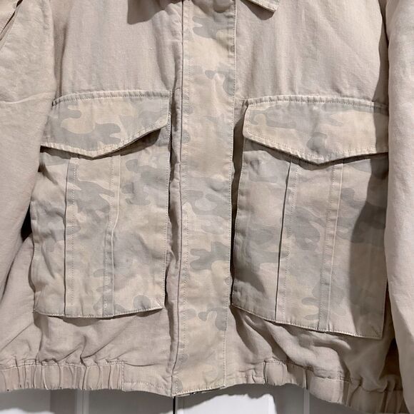 HEI HEI ANTHROPOLOGIE | Jacket Tan Camouflage Linen Blend Cropped Military | XL - Picture 7 of 9